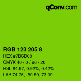 カラーコード: RGB 123 205 8 | qconv.com