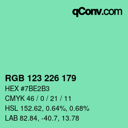 Farbcode: RGB 123 226 179 | qconv.com