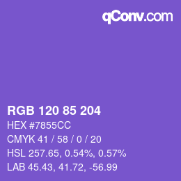 Farbcode: RGB 120 85 204 | qconv.com