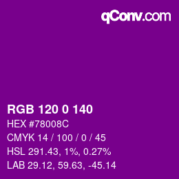 Code couleur: RGB 120 0 140 | qconv.com