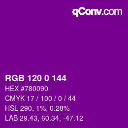 Color code: RGB 120 0 144 | qconv.com