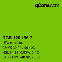 Code couleur: RGB 120 196 7 | qconv.com