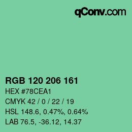 Farbcode: RGB 120 206 161 | qconv.com