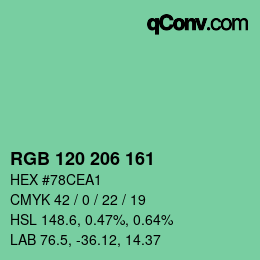 Farbcode: RGB 120 206 161 | qconv.com