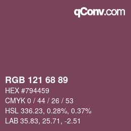 Color code: RGB 121 68 89 | qconv.com