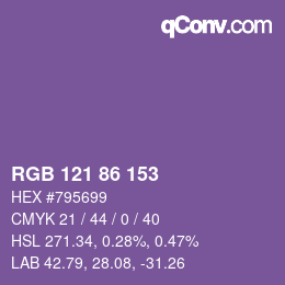 Color code: RGB 121 86 153 | qconv.com