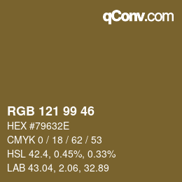 Color code: RGB 121 99 46 | qconv.com