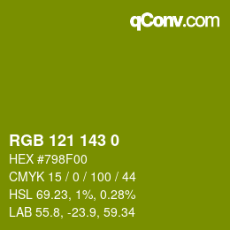 Farbcode: RGB 121 143 0 | qconv.com