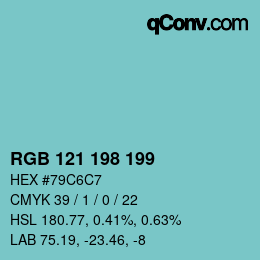 Color code: RGB 121 198 199 | qconv.com