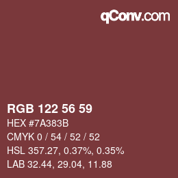 Color code: RGB 122 56 59 | qconv.com