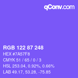 Code couleur: RGB 122 87 248 | qconv.com