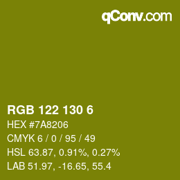 Color code: RGB 122 130 6 | qconv.com