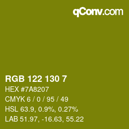 Color code: RGB 122 130 7 | qconv.com