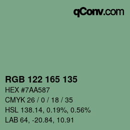 Color code: RGB 122 165 135 | qconv.com