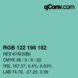 Código de color: RGB 122 198 182 | qconv.com