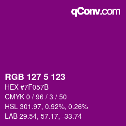 Código de color: RGB 127 5 123 | qconv.com