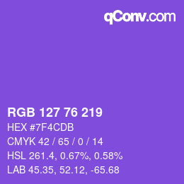 Color code: RGB 127 76 219 | qconv.com