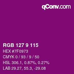 Color code: RGB 127 9 115 | qconv.com