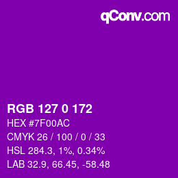 Code couleur: RGB 127 0 172 | qconv.com