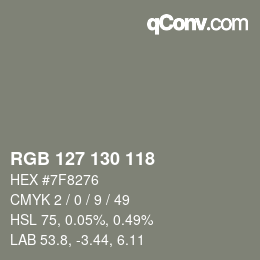 Código de color: RGB 127 130 118 | qconv.com