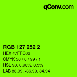 Code couleur: RGB 127 252 2 | qconv.com