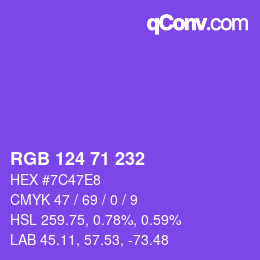 Código de color: RGB 124 71 232 | qconv.com