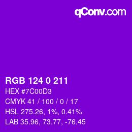 Color code: RGB 124 0 211 | qconv.com