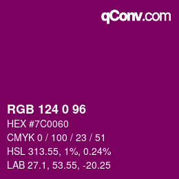 Code couleur: RGB 124 0 96 | qconv.com