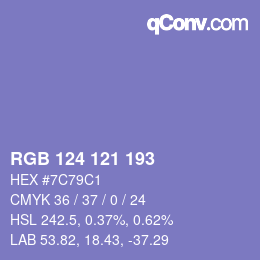 Color code: RGB 124 121 193 | qconv.com