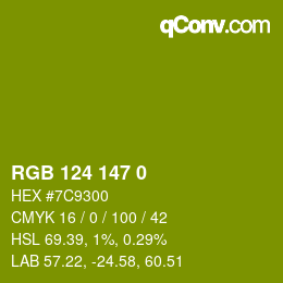 Código de color: RGB 124 147 0 | qconv.com