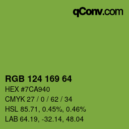 Código de color: RGB 124 169 64 | qconv.com