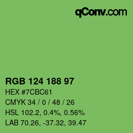 Color code: RGB 124 188 97 | qconv.com