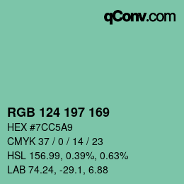 Code couleur: RGB 124 197 169 | qconv.com