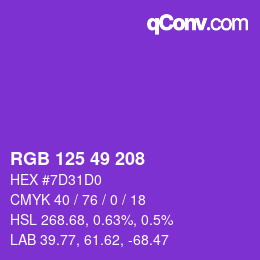 Code couleur: RGB 125 49 208 | qconv.com