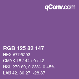 Color code: RGB 125 82 147 | qconv.com