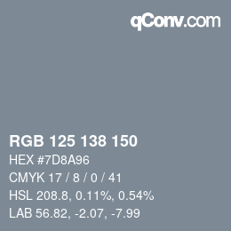 Color code: RGB 125 138 150 | qconv.com