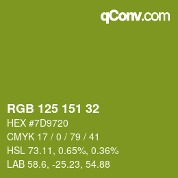 Color code: RGB 125 151 32 | qconv.com