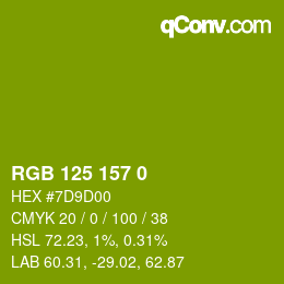 Code couleur: RGB 125 157 0 | qconv.com