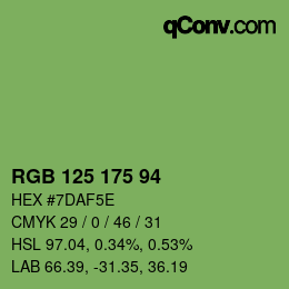 Color code: RGB 125 175 94 | qconv.com