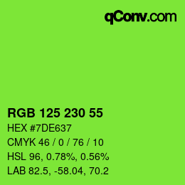 Color code: RGB 125 230 55 | qconv.com