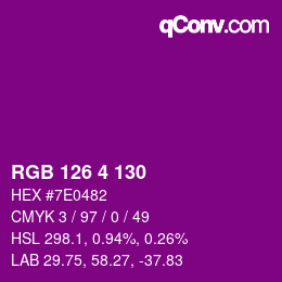 Color code: RGB 126 4 130 | qconv.com