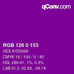 Código de color: RGB 126 0 153 | qconv.com