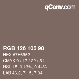 Código de color: RGB 126 105 98 | qconv.com