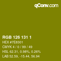 Color code: RGB 126 131 1 | qconv.com