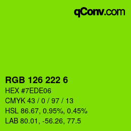 Farbcode: RGB 126 222 6 | qconv.com