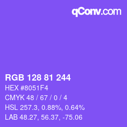 カラーコード: RGB 128 81 244 | qconv.com