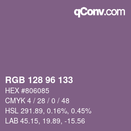 Código de color: RGB 128 96 133 | qconv.com