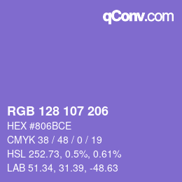 Color code: RGB 128 107 206 | qconv.com