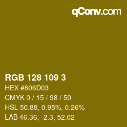 Color code: RGB 128 109 3 | qconv.com