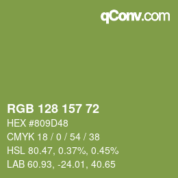 Código de color: RGB 128 157 72 | qconv.com